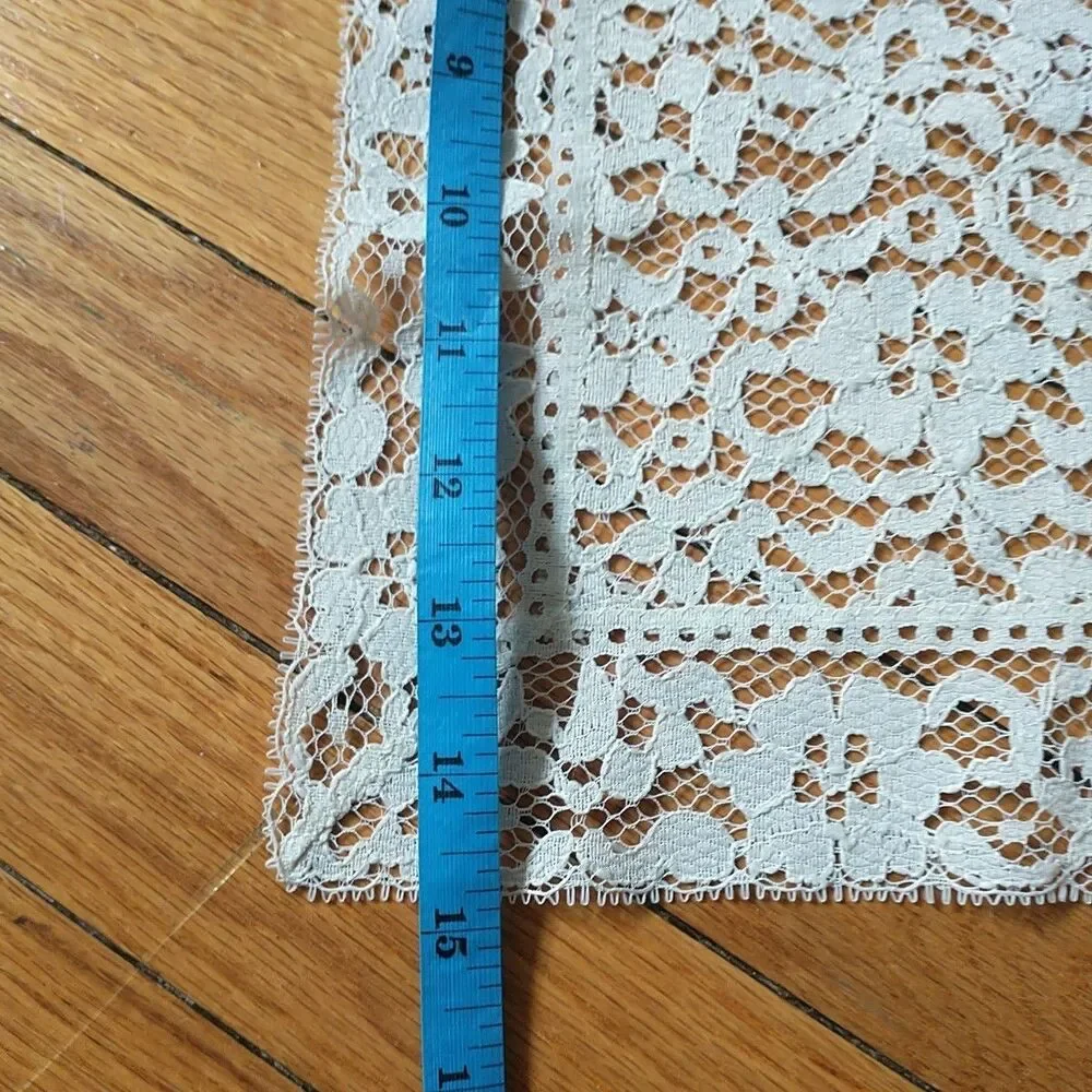 Vintage Table Runner Dresser Scarf Lace Off White Rectangle 15x31